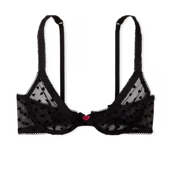 Victoria's Secret Other - New! Victorias Secret Tease Unlined Demi Bra sheer heart print mesh 4866